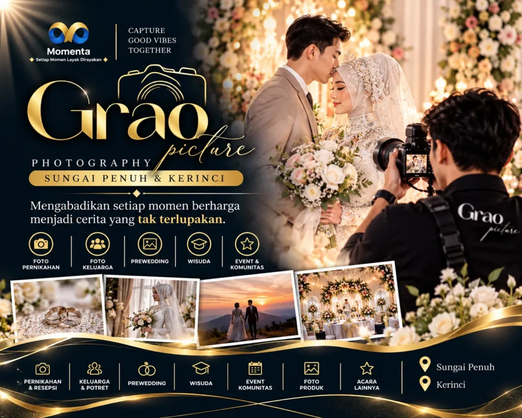 GRAO PICTURE hadir sebagai pilihan photography Sungai Penuh Kerinci untuk dokumentasi pernikahan, prewedding, keluarga, wisuda, komunitas, dan berbagai acara.