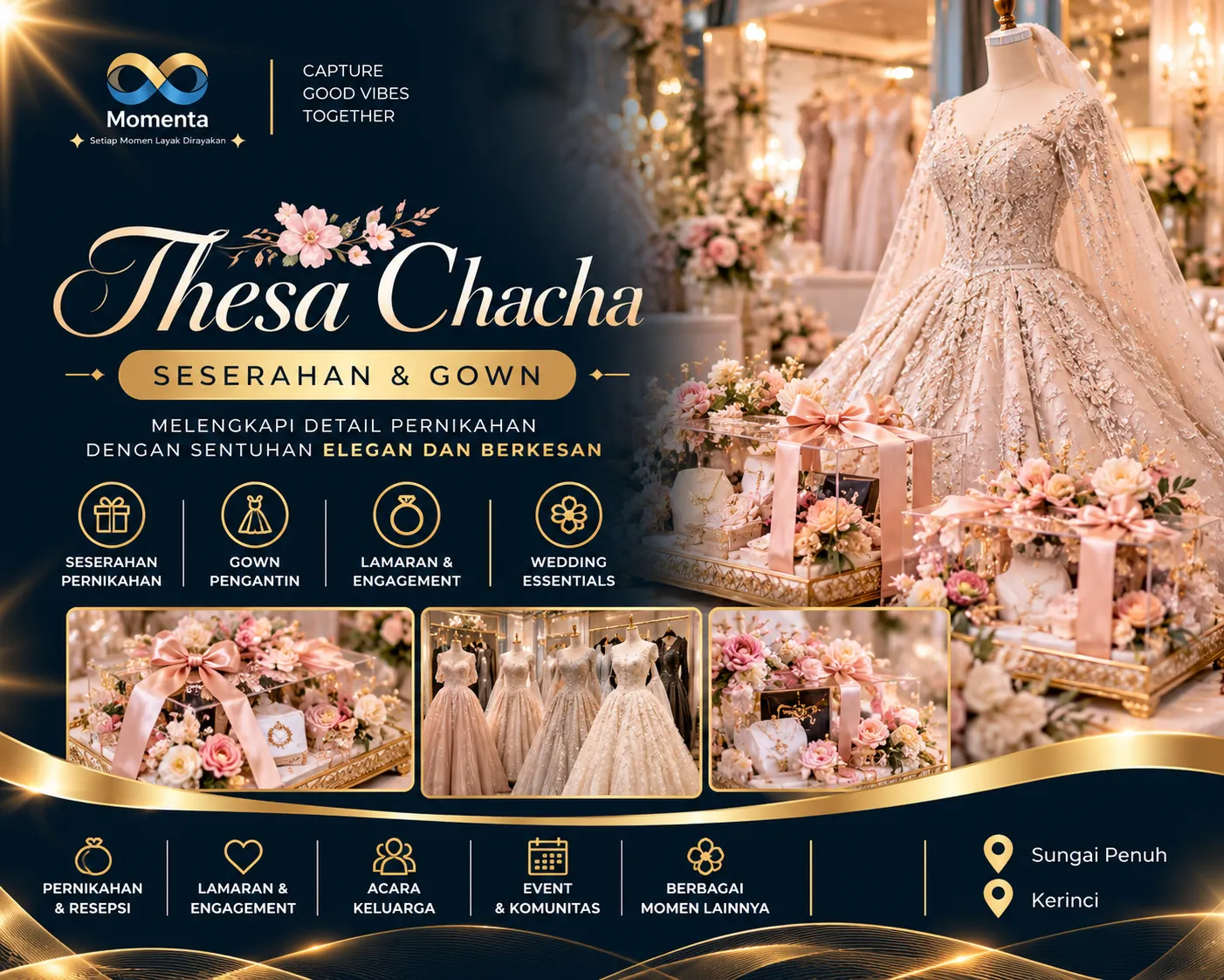 Thesa Chacha seserahan dan gown untuk pernikahan
