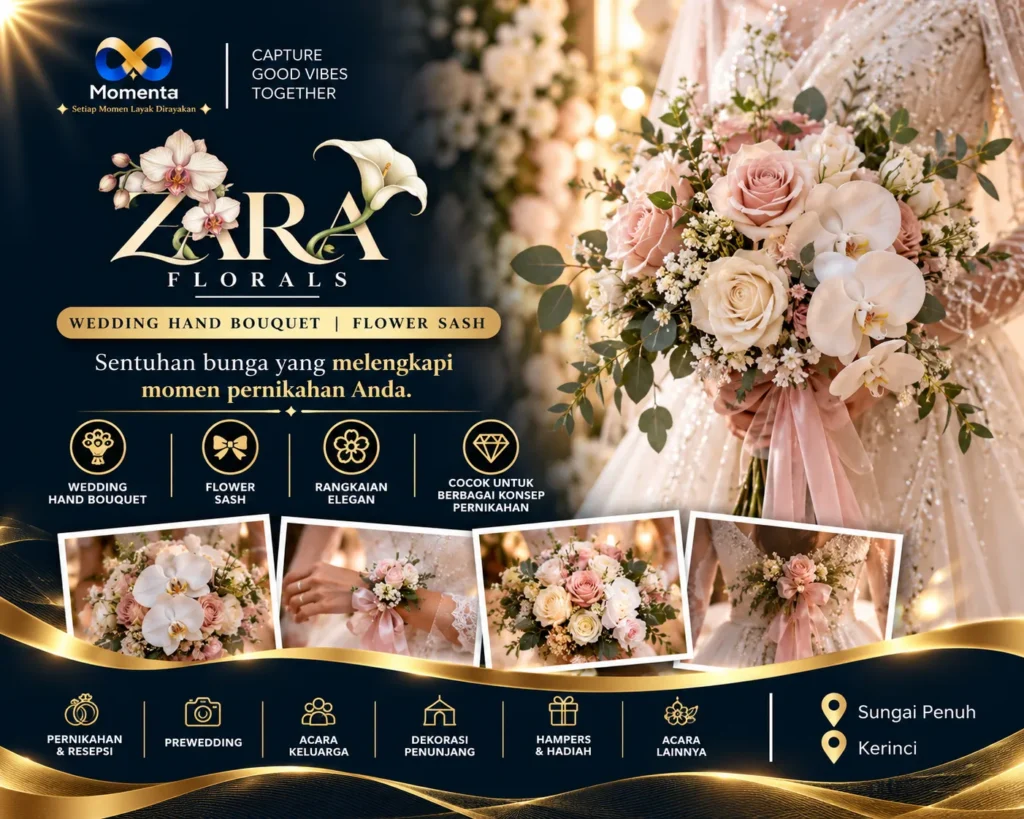 zara.florals menyediakan Wedding Hand Bouquet dan Flower Sash untuk melengkapi penampilan pengantin dengan sentuhan bunga yang cantik dan elegan.